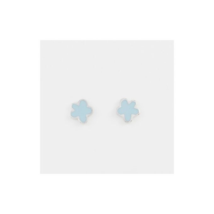 Pendientes Agatha 055SUP de plata forma de flor con esmalte azul cielo