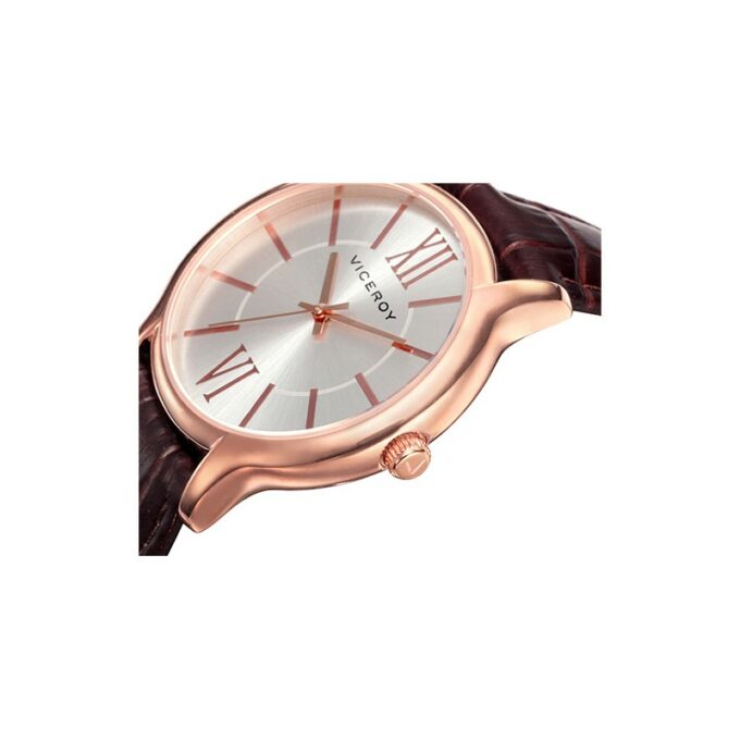 Reloj Viceroy 40780-93 de mujer con caja de acero IP rosado y correa de piel marrón