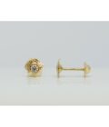PENDIENTES BEBÉS FLOR 5 PÉTALOS CIRCONITA CENTRAL Y ORO AMARILLO