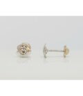 PENDIENTES BEBÉS FLOR 5 PÉTALOS CIRCONITA CENTRAL Y ORO BLANCO