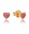 Pendientes Viceroy mujer de plata chapada forma corazón cristales rosas
