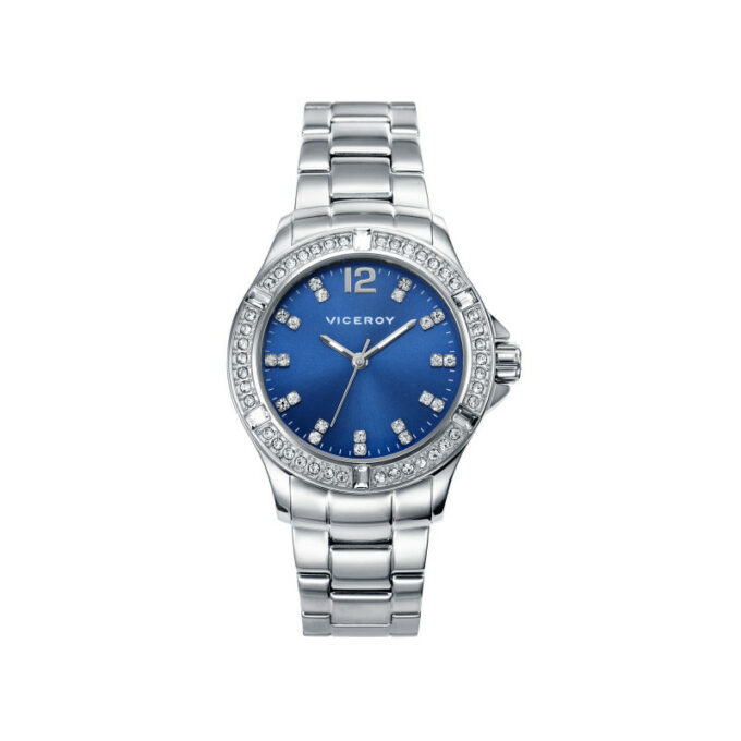 Reloj Viceroy 471018-35 de mujer en acero con esfera azul y bisel con circonitas