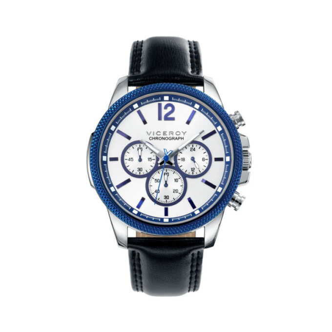 Reloj Viceroy 40507-05 de hombre en acero con correa de piel negra.