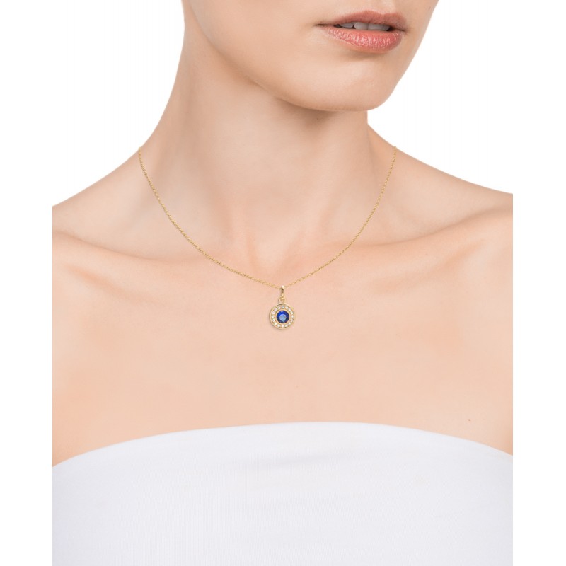 Collar Viceroy mujer de plata chapada con motivo circular con cristal azul