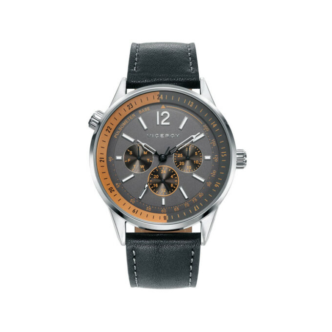 Reloj Viceroy 401077-17 de hombre en acero con correa de piel negra y esfera gris