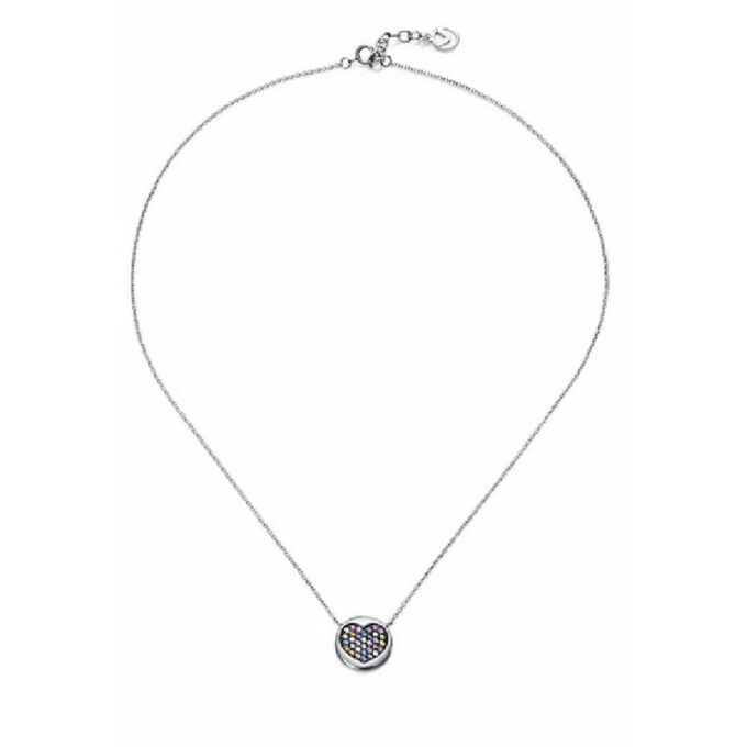Collar Viceroy mujer plata con colgante circonitas multicolor formando corazón