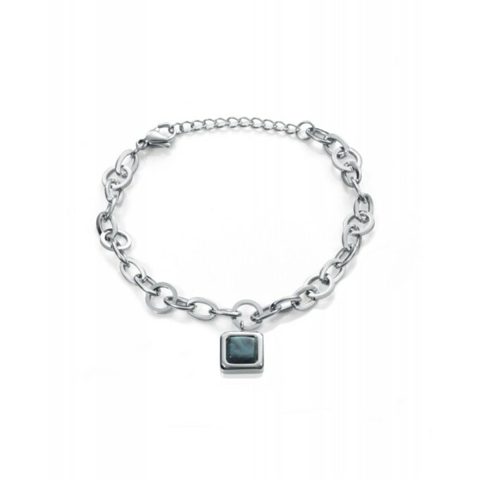 Pulsera Viceroy 75148P01000 de mujer en acero con charm cuadrado piedra verde