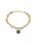 Pulsera Viceroy 75148P01012 de mujer en acero dorado con charm cuadrado verde