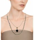 Collar doble Viceroy mujer de metal dorado con colgante de piedra negra