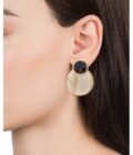 Pendientes Viceroy mujer de acero formado por dos discos resina blanco y negro