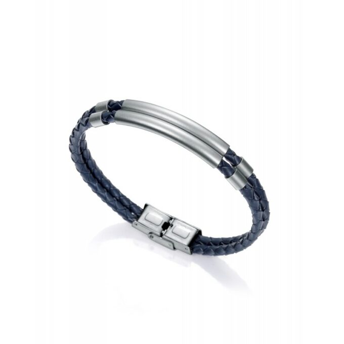 Pulsera Viceroy 15038P01013 de hombre en acero con correa doble de piel azul