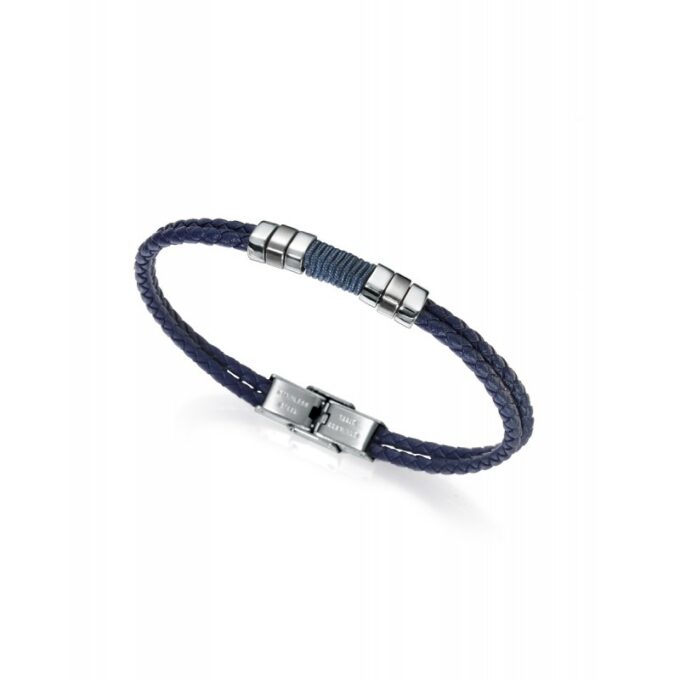 Pulsera Viceroy 6456P01013 de hombre en acero y piel trenzada doble azul