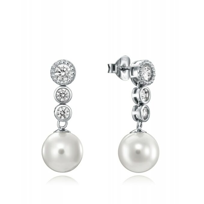 Pendientes Viceroy mujer plata con 3 circonitas y perla