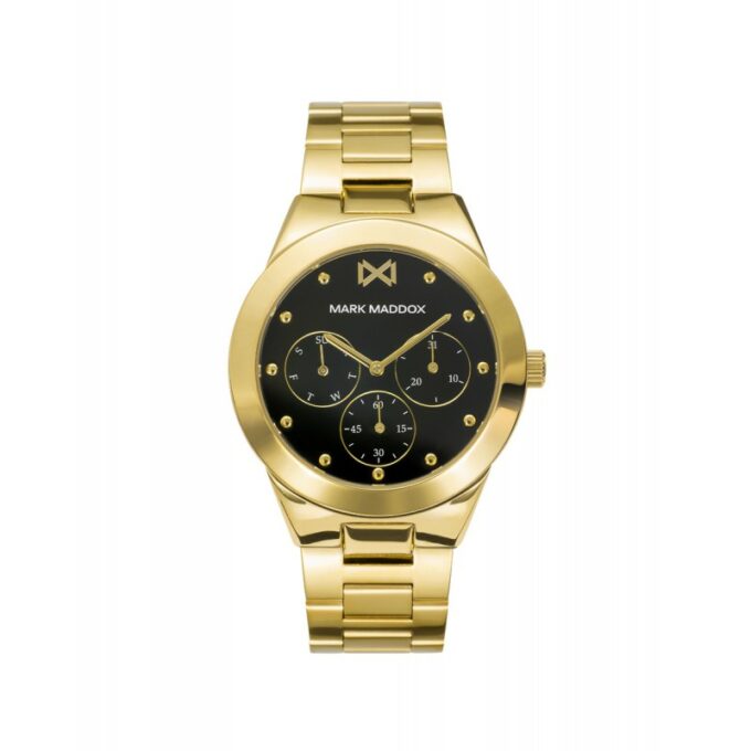 Reloj Mark Maddox MM0117-56 de mujer multifunción en acero IP dorado con esfera negra