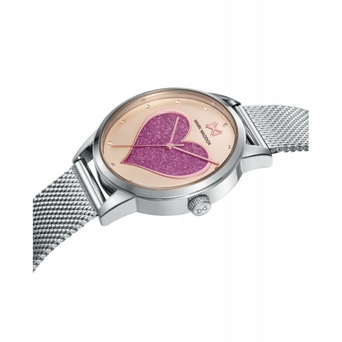 Reloj MarK Maddox MM7143-77 de mujer en acero con malla milanesa y esfera con corazón rosa