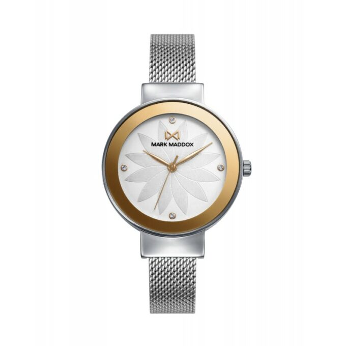 Reloj Mark Maddox MM7148-07 de mujer en acero con malla milanesa y esfera con motivo flor