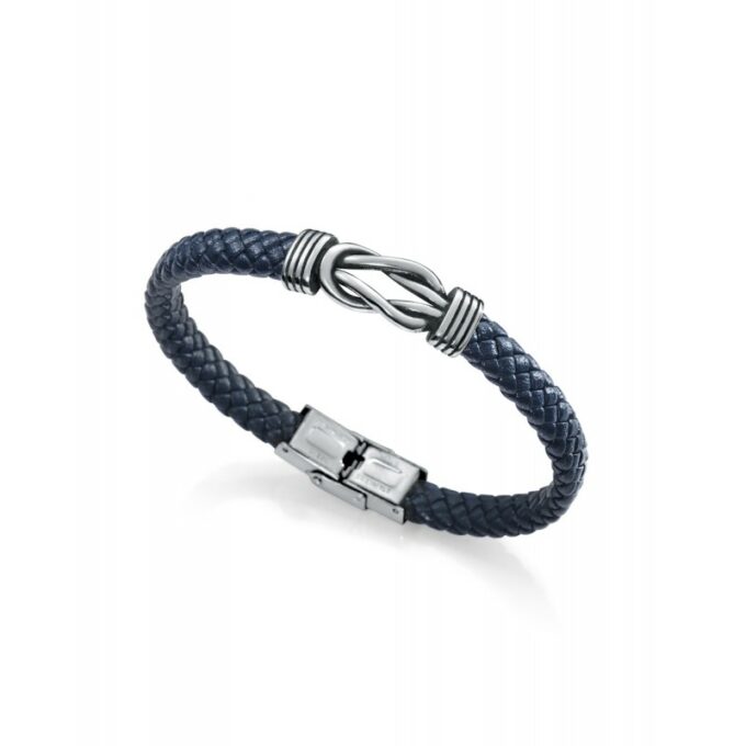 Pulsera Viceroy 1304P01013 de hombre en acero y piel azul.