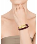 Pulsera Viceroy mujer de acero y con doble vuelta de piel burdeos