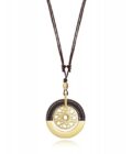 Collar Viceroy mujer con colgante redondo de acero y piel marrón