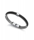 Pulsera Viceroy 75084P01010 de hombre formada con tres cables acero y piel negra