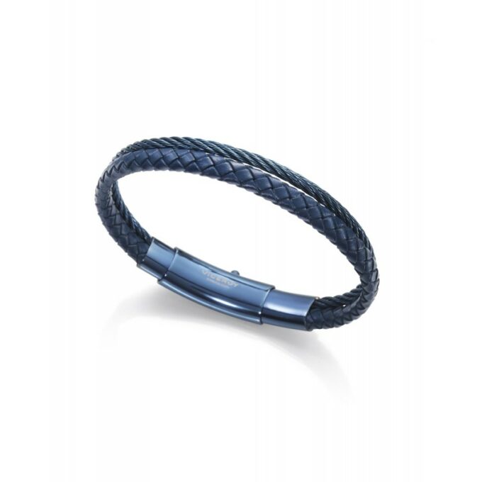 Pulsera doble Viceroy hombre de acero y piel azul