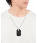 Collar Viceroy hombre de acero y piel tipo militar