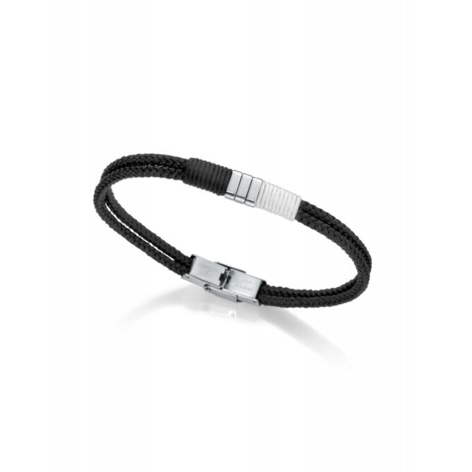 Pulsera Viceroy hombre de acero con doble cordón de nylon negro