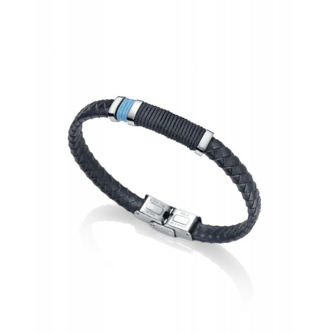 Pulsera Viceroy 6453P01013 de hombre en acero y piel trenzada azul