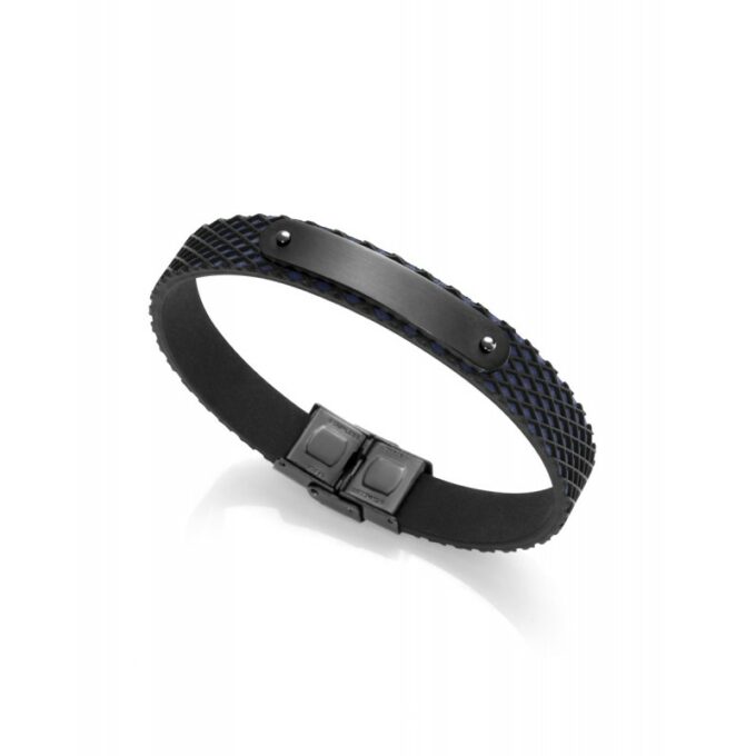 Pulsera Viceroy hombre de acero y piel estampada en negro y azul