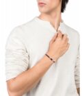 Pulsera Viceroy 6456P01011 de hombre en acero y piel trenzada doble marrón