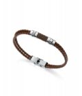 Pulsera Viceroy 6456P01011 de hombre en acero y piel trenzada doble marrón