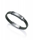 Pulsera Viceroy hombre de piel verde y placa de acero central