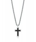 Collar Viceroy hombre con cruz de acero y piel trenzada negra