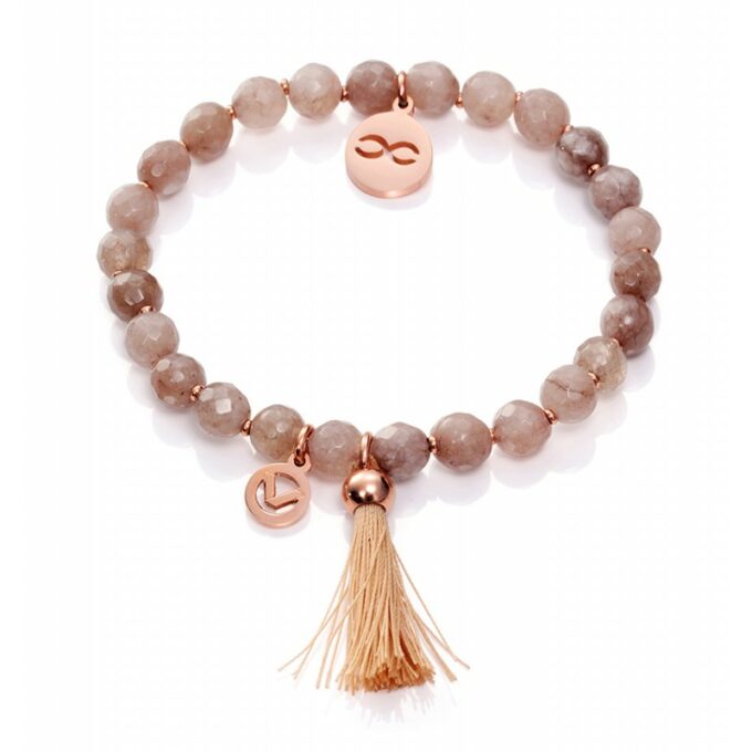 Pulsera Viceroy mujer de acero con cuentas ágatas marrones