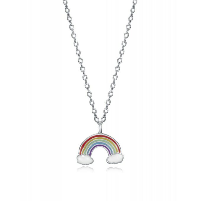 Collar Viceroy niña de plata con un colgante del arco iris