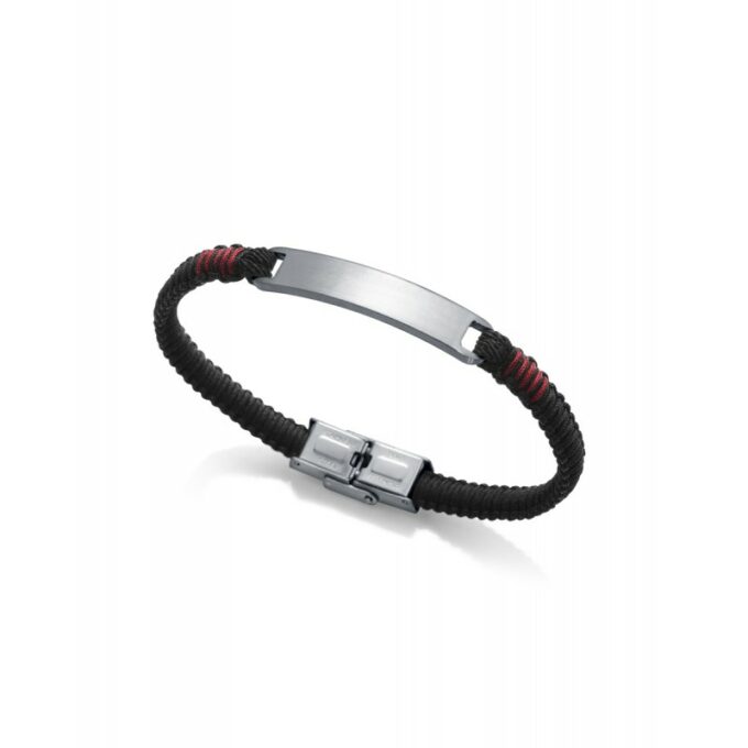 Pulsera Viceroy hombre de acero con cordón negro y rojo