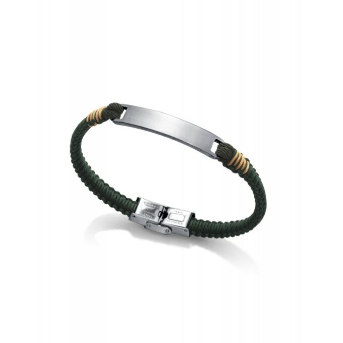 Pulsera Viceroy hombre de acero con cordón verde y amarillo