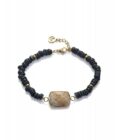 Pulsera Viceroy mujer de acero dorada con piedras en negro, azul y beige.
