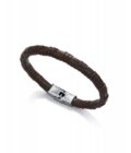 Pulsera Viceroy hombre de acero y piel trenzada marrón