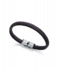 Pulsera Viceroy 1328P01013 de hombre en acero con piel negra trenzada y cordon azul