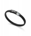 Pulsera Viceroy hombre de acero y piel trenzada negra