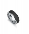 Anillo Viceroy hombre de acero bicolor con banda central negra