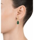 Pendientes Viceroy mujer de plata dorada con piedra verde de malaquita