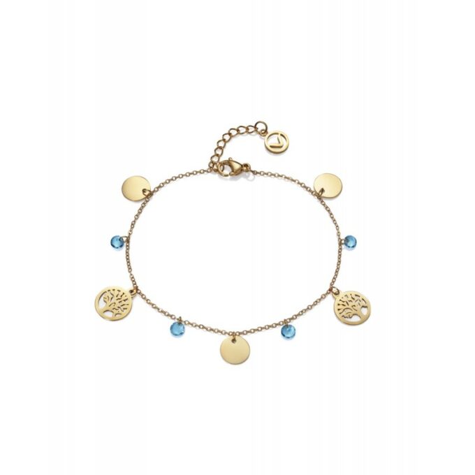 Pulsera Viceroy mujer acero dorado con árbol de la vida y circonitas azules