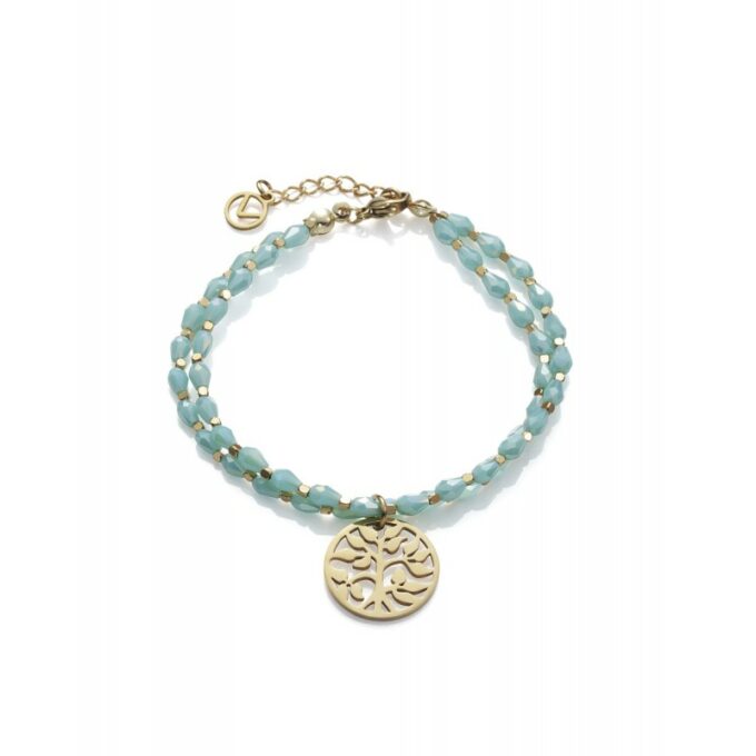 Pulsera Viceroy 1349P01012 de mujer en acero dorado con piedras azules y árbol de la vida