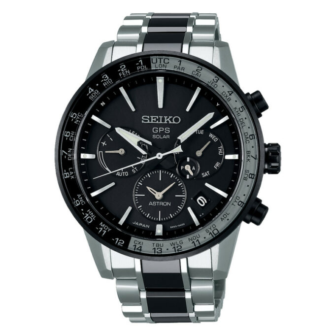 Reloj Seiko SSH011J1 de hombre GPS solar con caja y brazalete de titanio y esfera negra