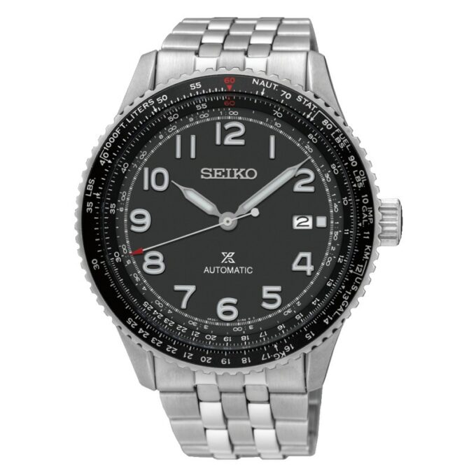 Reloj Seiko SRPB57K1 de hombre automático con caja y brazalete de acero y esfera negra