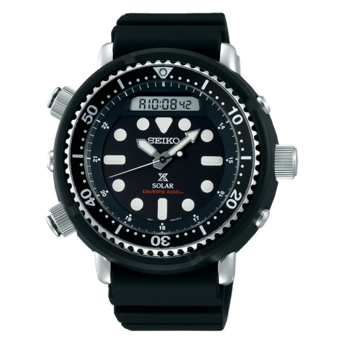 Reloj Seiko SNJ025P1 de hombre solar analógico y digital con correa de silicona negra