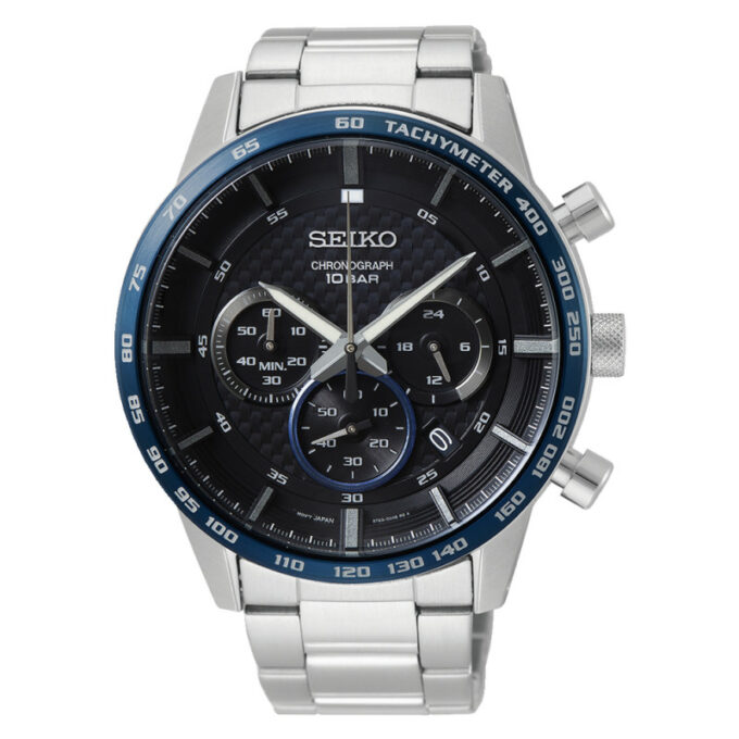 Reloj Seiko SSB357P1 de hombre cronografo con caja y brazalete de acero y esfera negra