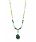 Collar Viceroy 1400C01016 de mujer en acero dorado con abalorios en tonos verdes y azules